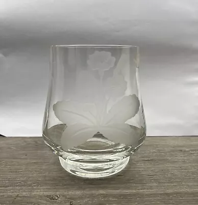 Buy Vintage Caithness Glass Clear Rose Footed Bowl Vase With Etched Flowers • 4£