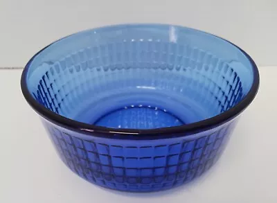 Buy Vintage Fortecrisa Mexican Cobalt Blue Checkered Texture Glass Bowl 5 X 2.5 • 14.34£