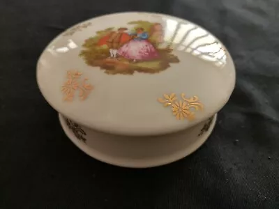 Buy Collectable LIMOGES Hand Painted Vintage French Porcelain Circular Trinket Box • 6£