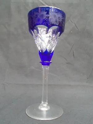 Buy John Walsh Walsh Art Deco Blue Overlay Fruiting Vine Pattern Cocktail Port Glass • 39.99£