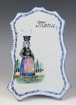 Buy Rare Antique French Faience Menu Holder Display Board Pottery Breton Quimper • 142.73£