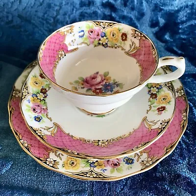 Buy JACKSON & GOSLING Grosvenor China Vintage Pink Sevres Tea Cup And Saucer Trio • 29.99£