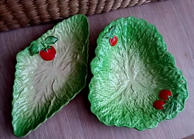 Buy Vintage Beswick Pottery Cabbage Leaf 2 Serving Dishes Tamato Ornament Colletible • 18.50£