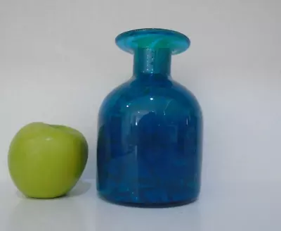 Buy Vintage Mdina Maltese Glass  Ming  Stumpy Bottle Vase Blue & Green 150mm Signed • 25.99£