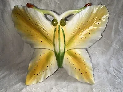 Buy Ceramic Butterfly Wall Pocket Vase Planter Signed Copyright 2004HH Yellow • 35.70£