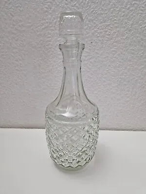 Buy Vintage Pressed Glass Decanter With Stopper Star Base • 9.99£