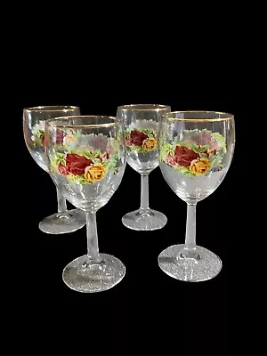 Buy Set Of 4 Royal Doulton  Old Country Rose  Wine Glasses • 55.98£