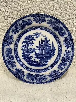 Buy Antique Royal Doulton Flow Blue Cobalt Transfer Ware Plate 1886-1902 Burslem • 20£