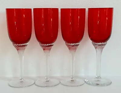 Buy Bohemia Red & Clear Twist Stem, 4 X Liqueur Cordial Sherry Glasses, 15.5cms • 18.31£