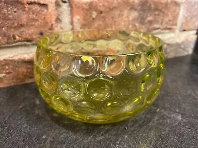 Buy RARE! Antique Vaseline Canary Glass Inverted Coin/Thumbprint Bowl-GLOWS See Pics • 72.05£