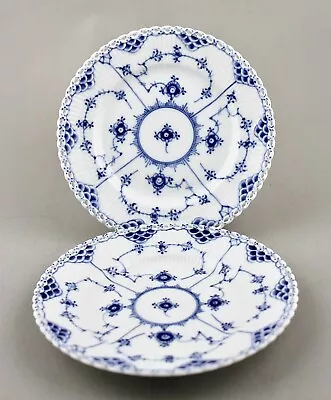 Buy Royal Copenhagen Blue Fluted Full Lace 17.5cm 6⅞” Dessert Plates 1087 X 2 Mint! • 125£