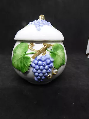 Buy Vintage ATN Majolica Grapes Sugar Bowl Hand Painted Pottery Made In Italy VGC • 15£