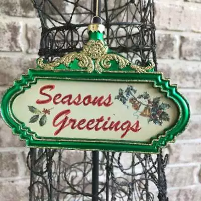 Buy Seasons Greetings Christmas Ornament Glass Vintage 1960s 70's Holiday Memories • 27.94£