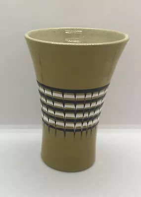 Buy Hornsea Stoneware Vase Green With Black And White Pulled Stripes Slip Ware • 10£
