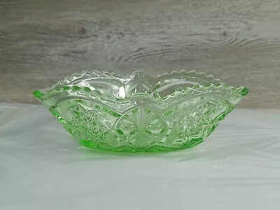 Buy Vintage Indiana Glass Green Avocado 2-Handled Bowl C.1930 • 14£