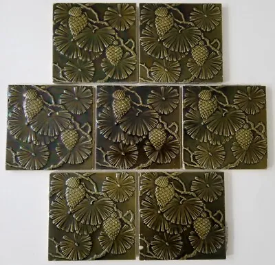 Buy 7 Antique Minton Pinecone Iridescent Encaustic Tile Arts And Crafts Ceramic • 606.23£