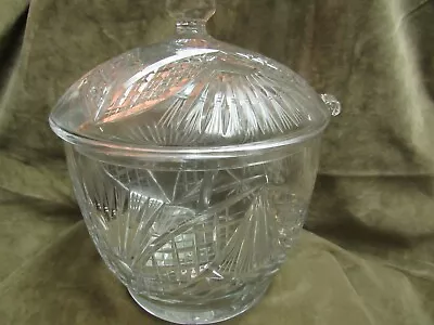 Buy Circa 1980's Cut Glass Lead Crystal Covered Crushed Fruit Or Punch Bowl W/Ladle • 375.10£