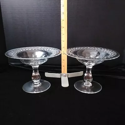 Buy Vintage Antique Clear Crystal Glass Set Of 2 Table Compotes Pair -Elegant Glass • 66.30£