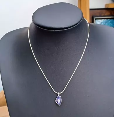 Buy M&S Autograph Purple Glass Pendant Necklace  Snake Chain Marks & Spencer • 4.49£