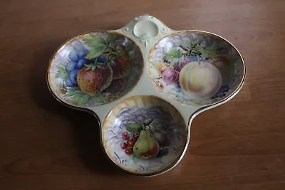 Buy Vintage Arthur Wood Still Fruit Three Bowl Serving Tray Nibbles Dish Plate • 12.50£