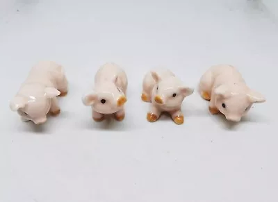 Buy Set Of 4 Adorable Miniature Pink China Baby Piggies Piglets Birthday Xmas Gift  • 8.78£