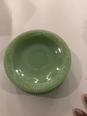 Buy Vintage 1940’s Jadeite Fire King Green Ribbed Glass Plates Set Of 3 • 33.07£