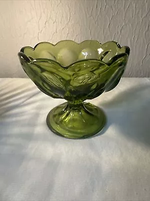 Buy Vintage Anchor Hocking Glass Pedestal  Dish Compote Fairfield Avocado Green Dish • 11.51£