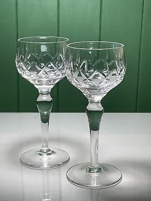 Buy Pair Of Vintage Stuart Crystal Long Stemmed Wine Goblets With Cross-cut Pattern • 12.99£