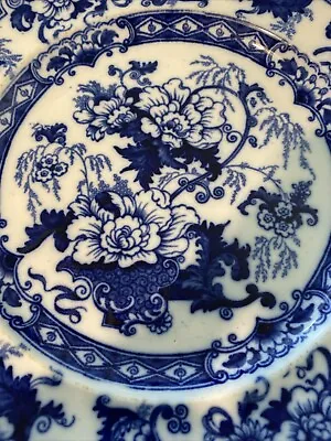 Buy Antique 19th C Royal Cauldon Bentick Blue England Flow Blue Plate • 30.29£