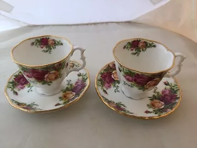 Buy Royal Albert Doulton Old Country Roses  2 Demi  Coffee  Cups And Saucers Uk • 47.39£