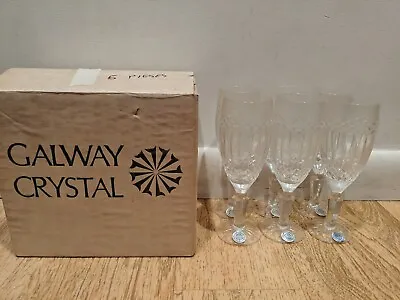 Buy Set Of 6 Galway Irish Crystal Renmore Long Stem Wine Glasses / Goblets NEW • 47.31£
