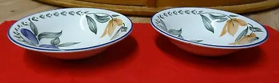 Buy Staffordshire Tableware Pair Of Matching Bowls With Fruit And Flower Pattern • 2£