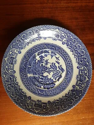Buy Vintage Willow English Ironstone Tableware Blue And White Saucer 142 Mm Diameter • 2.99£