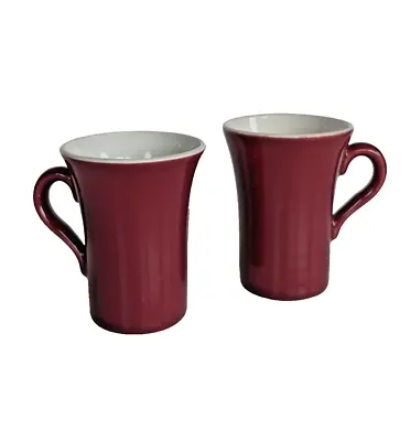 Buy Vintage HALL Pottery USA 343 Maroon Burgundy Restaurant Ware Mugs 4 1/4  Tall • 22.16£