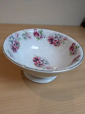 Buy Vintage Burslem China Pedestal Fruit Bowl,Dish. Pink Roses On White • 5£