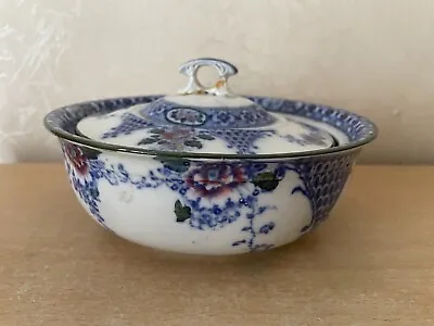 Buy Hancock & Sons Corona Ware Melba Serving Dish Antique Lidded Bowl Blue And White • 7.99£