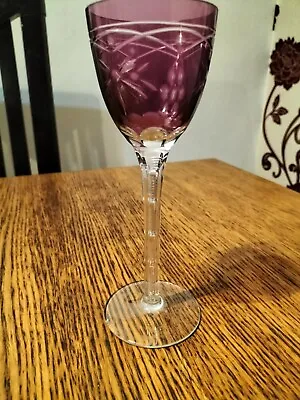 Buy Vintage Bohemian  Cut To Clear/cased Crystal- Amethyst Purple - Wine/hock Glass. • 19.99£