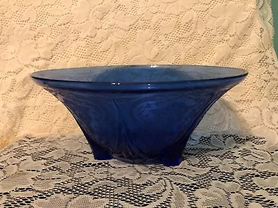 Buy Hazel Atlas Cobalt Blue Royal Lace 10  Bowl Depression Glass, FOOTED, Vintage A9 • 24£