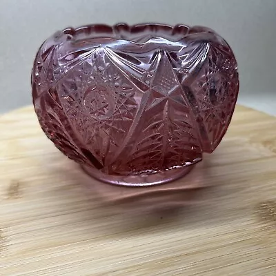 Buy Fenton Cranberry Rose Bowl Starburst & Tree Pattern 3.75  Pressed Glass • 23.97£