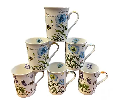 Buy 6 Assorted Floral Mugs Fine Bone China Tea Coffee Mugs Panama Summer Flora • 23.99£
