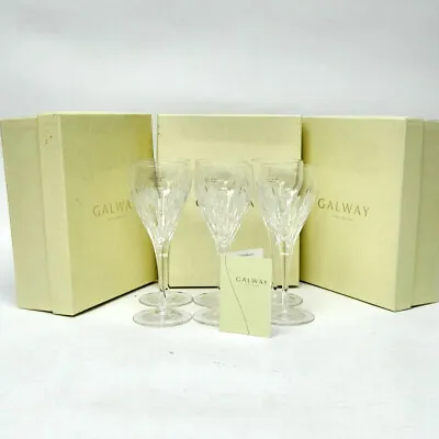 Buy Galway Irish Raindrop Wine Crystal Glasses X6 22cm Tall Home Drinkware -CP • 8.50£