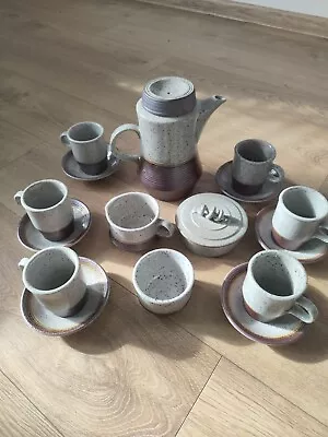 Buy Purbeck Pottery Portland Complete Coffee Set Pot Cups Saucers Sugar Milk Vgc • 79.99£