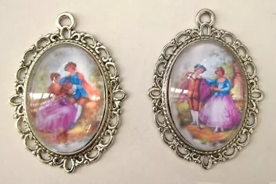 Buy 2 French Design Miniature Glass Cameo Pictures For Dolls House By Sylvia Rose. H • 6.50£
