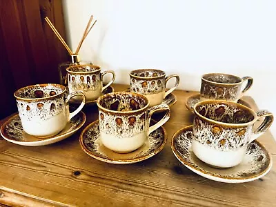 Buy Vintage Fosters Pottery Blond Honeycomb - 6 X Cups + Saucers • 23.99£