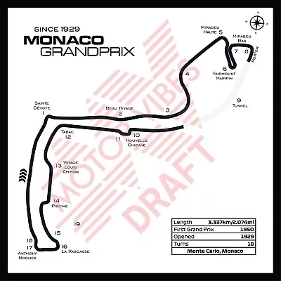 Buy Monaco - 3D F1 Formula One Circuit Wall Art Race Track - 3D Laser Cut • 39.95£