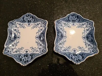 Buy Antique F. & SONS Burslem  ARGYLE  Pattern In Blue 2 X Small Plates • 10£