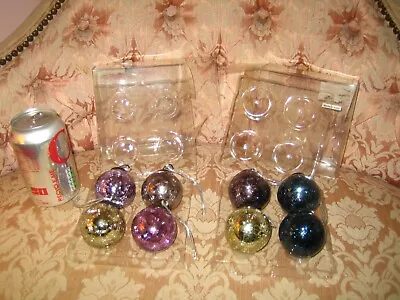 Buy Heavy Crackle Glass X8 Christmas Tree Decorations Baubles Various Colours - New • 50£