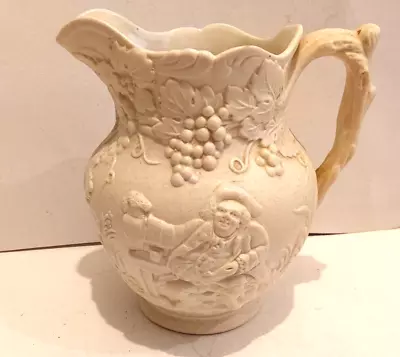 Buy Antique Jug Pitcher White Copeland Moulded Decoration Of Toby Fillpot Circa 1850 • 18£