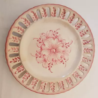 Buy Vestal Portugal Hand Painted Pink Floral Pottery Wall Ribbon Plate • 4£