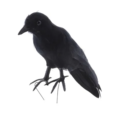 Buy Fake Artificial Crow Bird Feathered Realistic Garden Home Decor Ornament • 7.42£